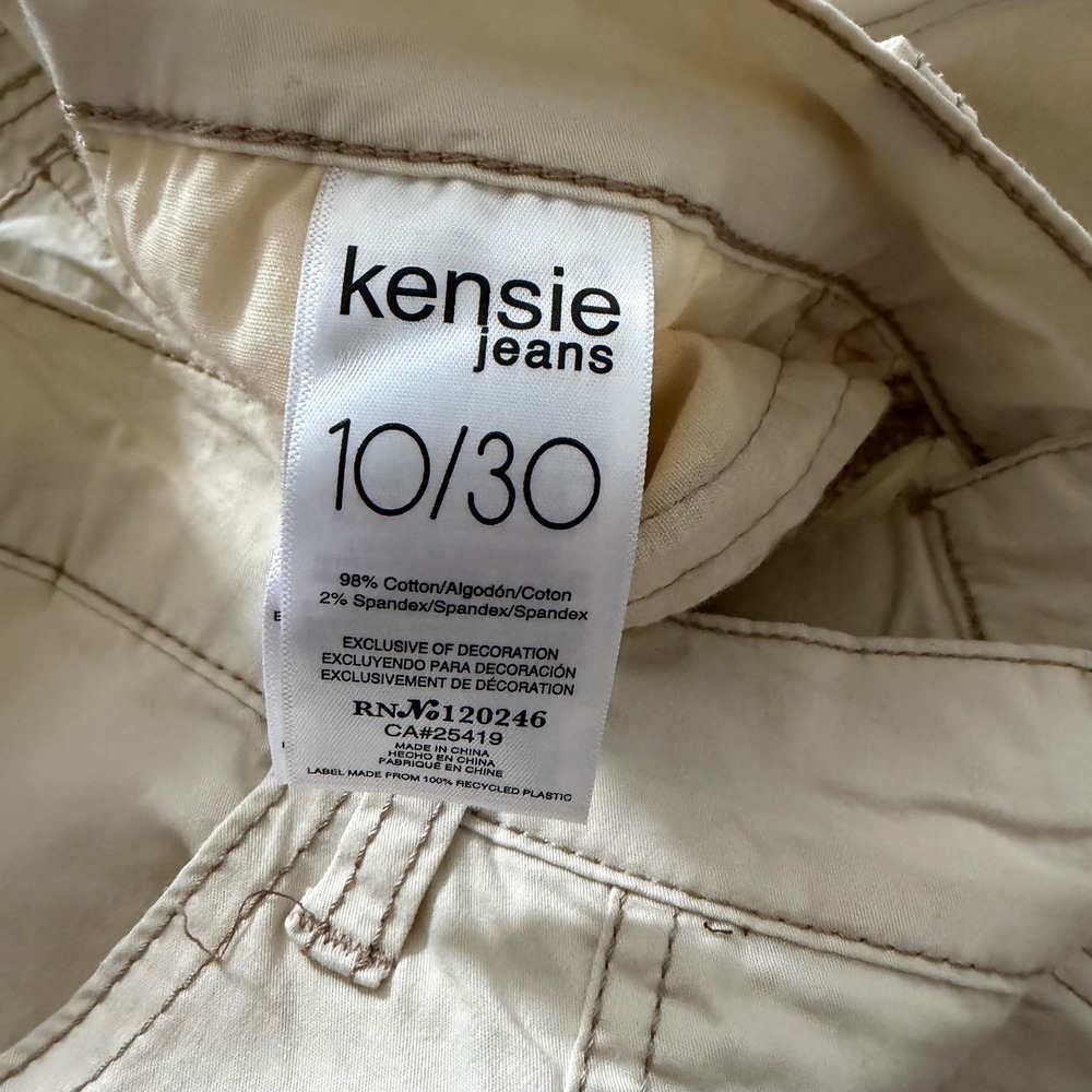 Kensie Jeans Cargo Pants Cream High Rise Wide Leg D Ring Hem Straps Women 10/30 - Picture 4 of 12